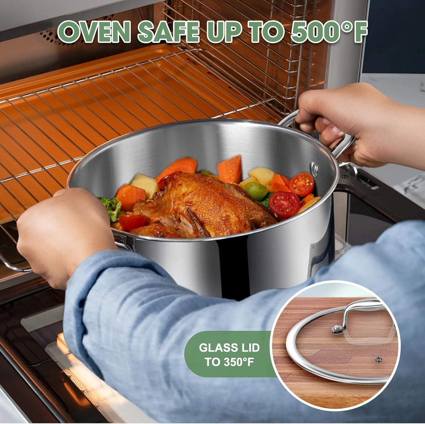3 Ply Stainless Steel 11-Piece Cookware Set with Lids, Pots and Pans Kitchen Set, Non-Toxic, Induction, Oven, Dishwasher Safe, Professional Chef Quality - TropiGlobe storeTropiGlobe