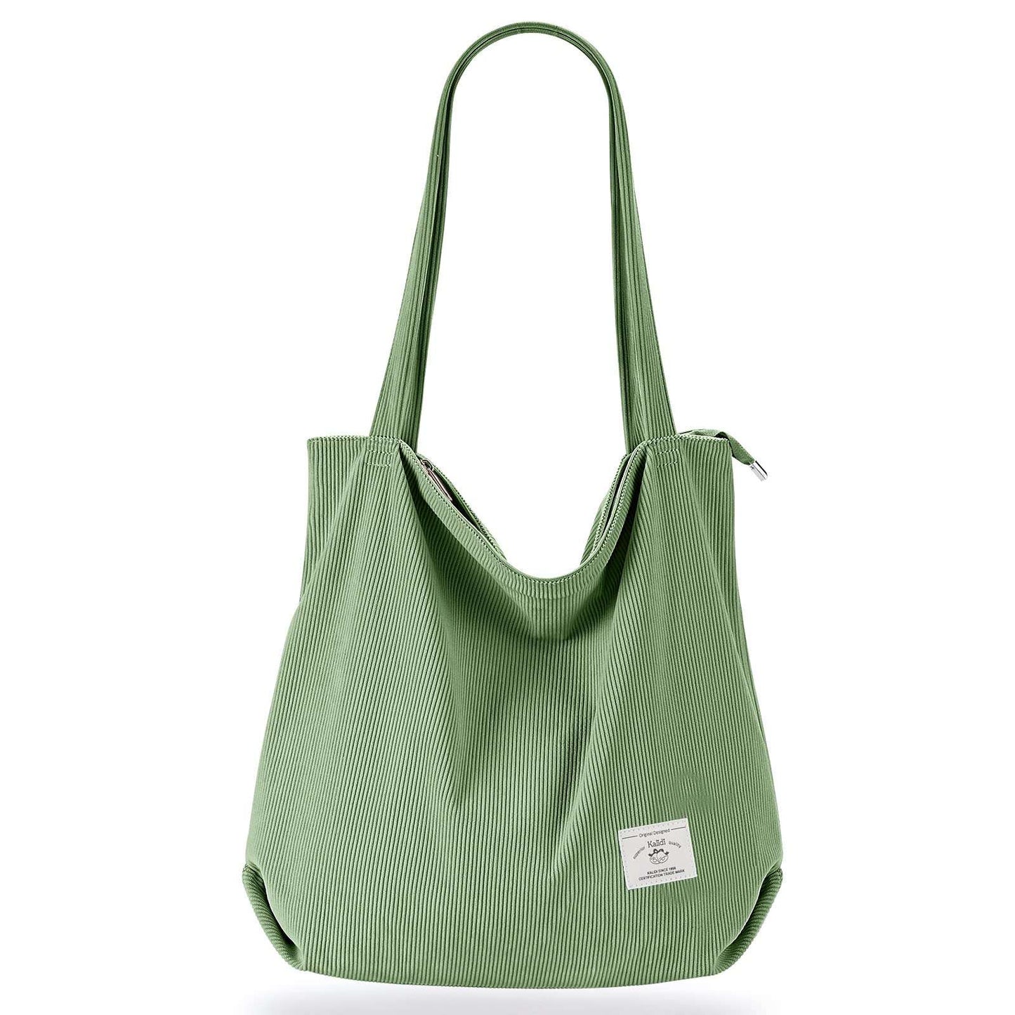 KALIDI Women Corduroy Tote Bag Zipper Casual Tote's Handbag Big Capacity Shoulder Bag with Pockets - TropiGlobe storeTropiGlobe