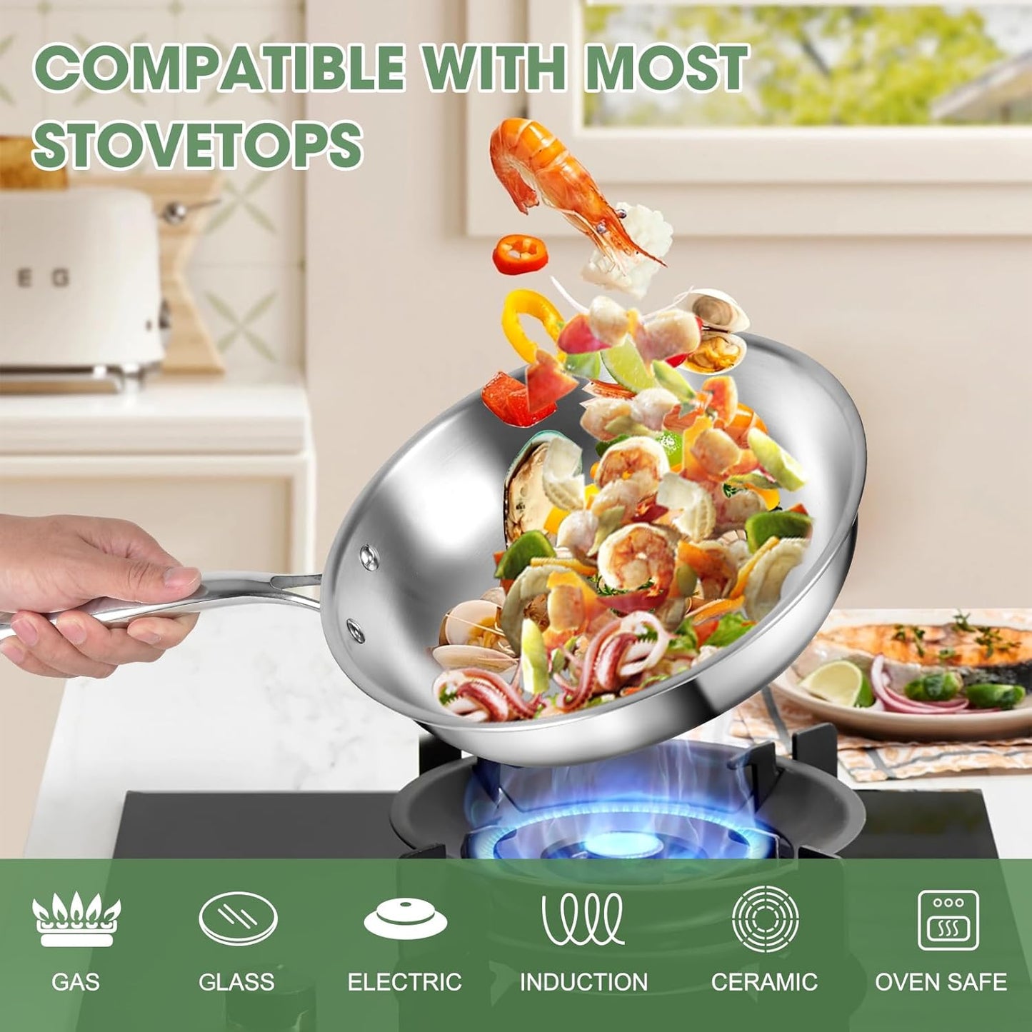 3 Ply Stainless Steel 11-Piece Cookware Set with Lids, Pots and Pans Kitchen Set, Non-Toxic, Induction, Oven, Dishwasher Safe, Professional Chef Quality - TropiGlobe storeTropiGlobe