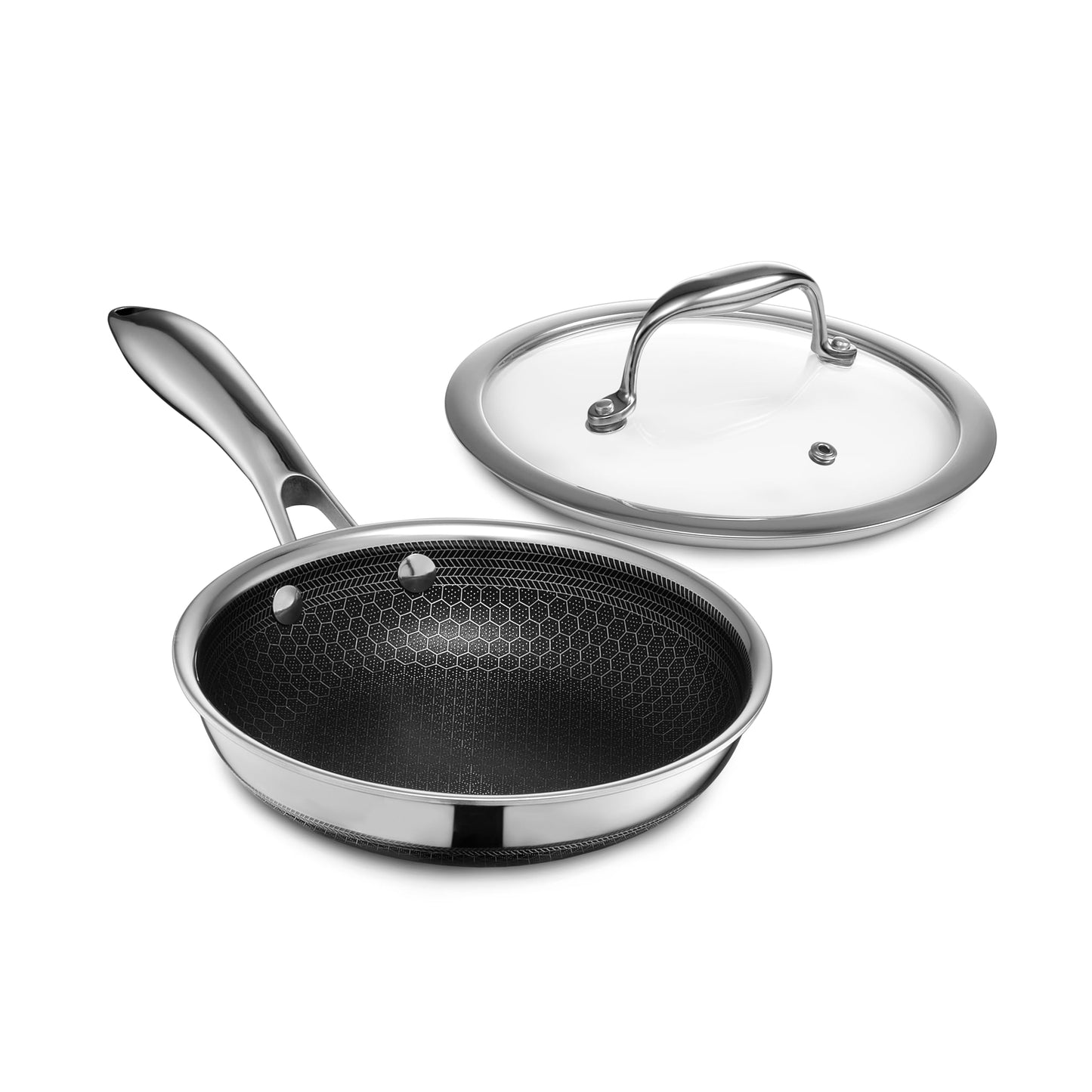 HexClad Hybrid Nonstick 8-Inch Frying Pan, Stay-Cool Handle, Dishwasher-Friendly, Oven-Safe Up to 900°F, Induction Ready, Compatible with All Cooktops