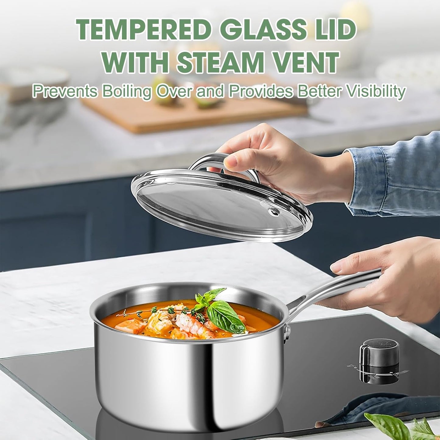 3 Ply Stainless Steel 11-Piece Cookware Set with Lids, Pots and Pans Kitchen Set, Non-Toxic, Induction, Oven, Dishwasher Safe, Professional Chef Quality - TropiGlobe storeTropiGlobe