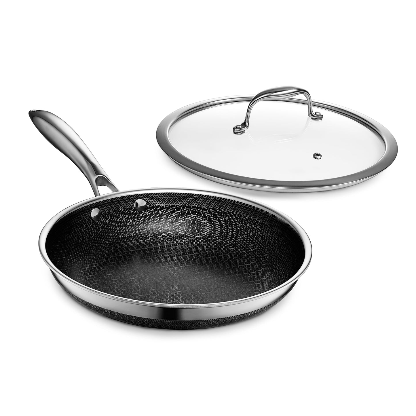 HexClad Hybrid Nonstick 8-Inch Frying Pan, Stay-Cool Handle, Dishwasher-Friendly, Oven-Safe Up to 900°F, Induction Ready, Compatible with All Cooktops