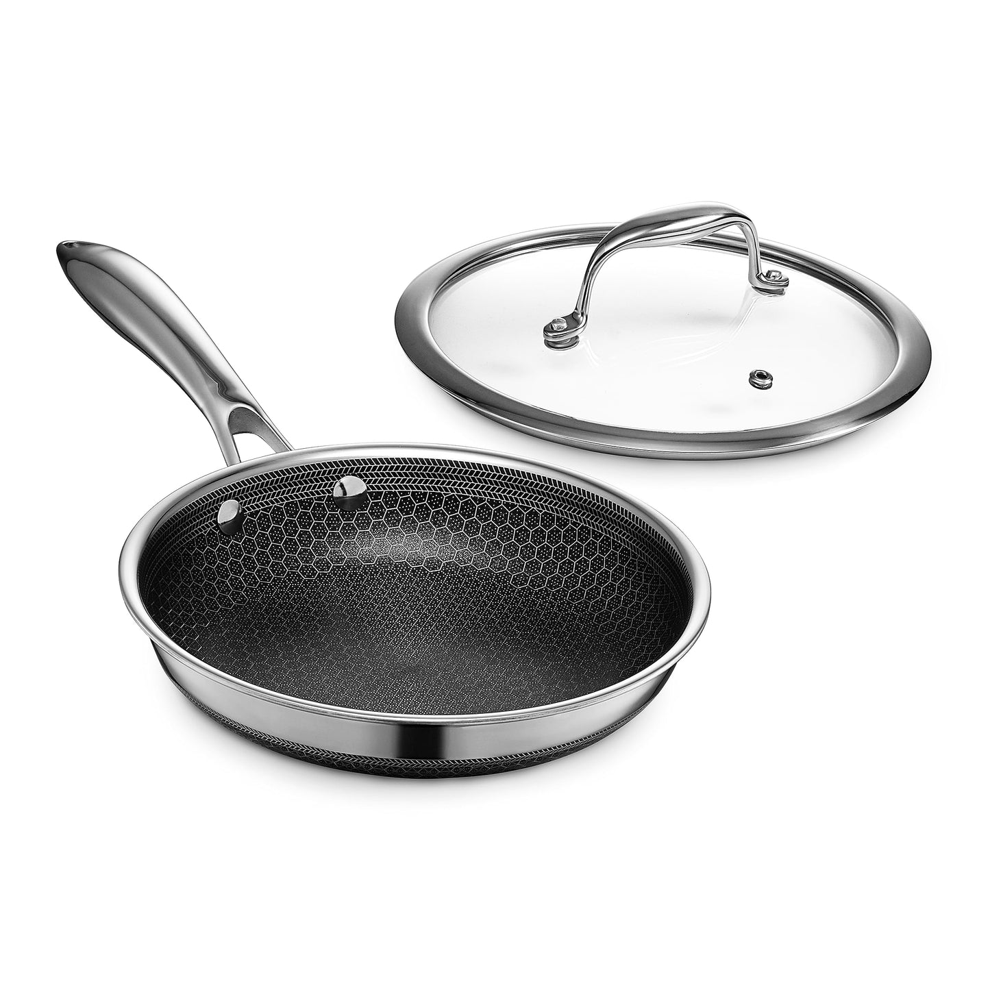 HexClad Hybrid Nonstick 8-Inch Frying Pan, Stay-Cool Handle, Dishwasher-Friendly, Oven-Safe Up to 900°F, Induction Ready, Compatible with All Cooktops