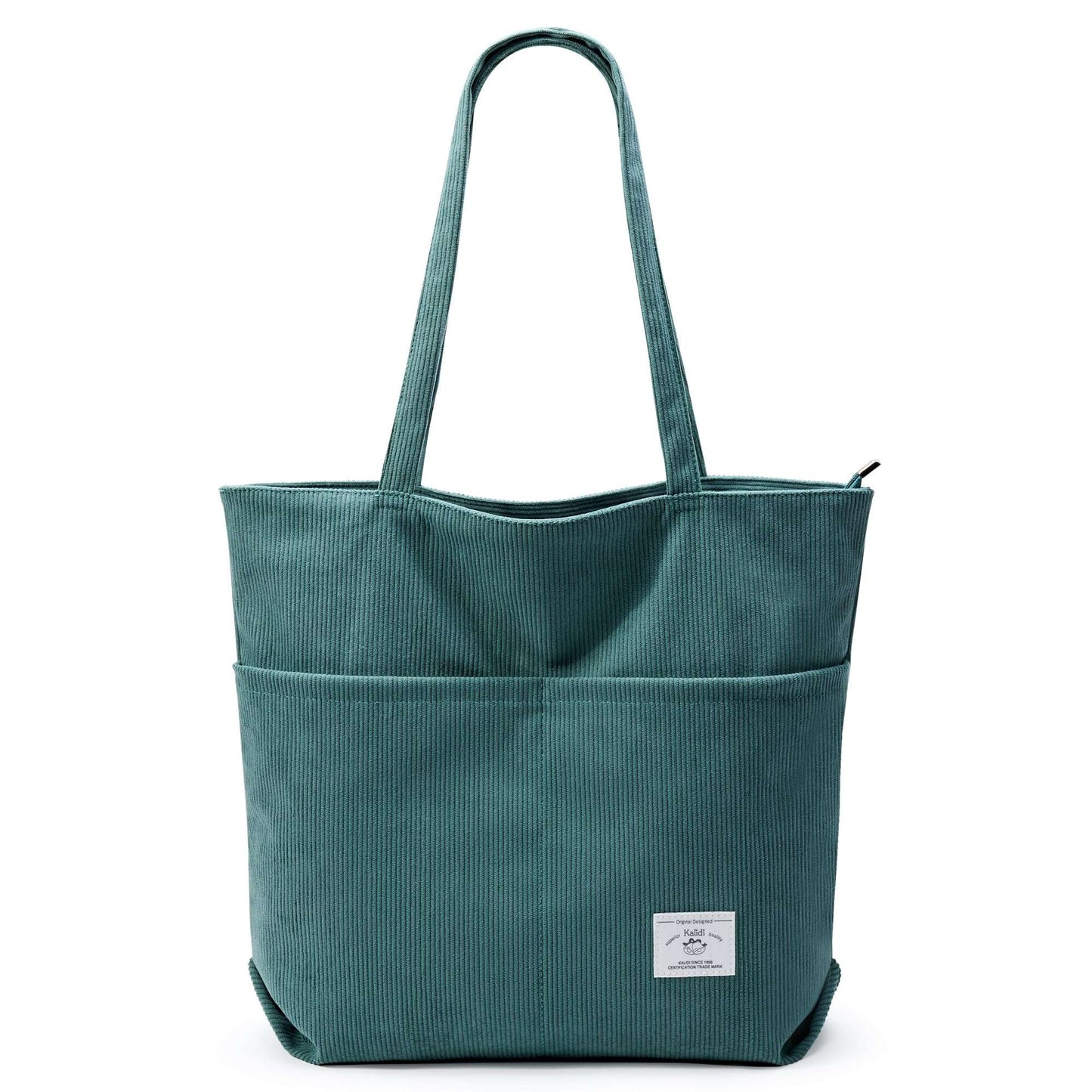 KALIDI Women Corduroy Tote Bag Zipper Casual Tote's Handbag Big Capacity Shoulder Bag with Pockets - TropiGlobe storeTropiGlobe