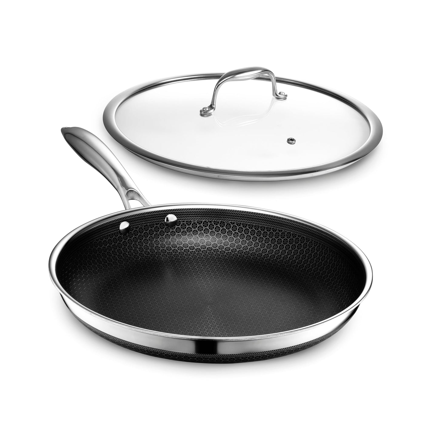 HexClad Hybrid Nonstick 8-Inch Frying Pan, Stay-Cool Handle, Dishwasher-Friendly, Oven-Safe Up to 900°F, Induction Ready, Compatible with All Cooktops