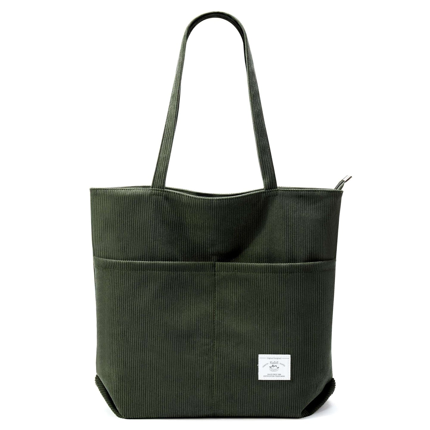 KALIDI Women Corduroy Tote Bag Zipper Casual Tote's Handbag Big Capacity Shoulder Bag with Pockets - TropiGlobe storeTropiGlobe
