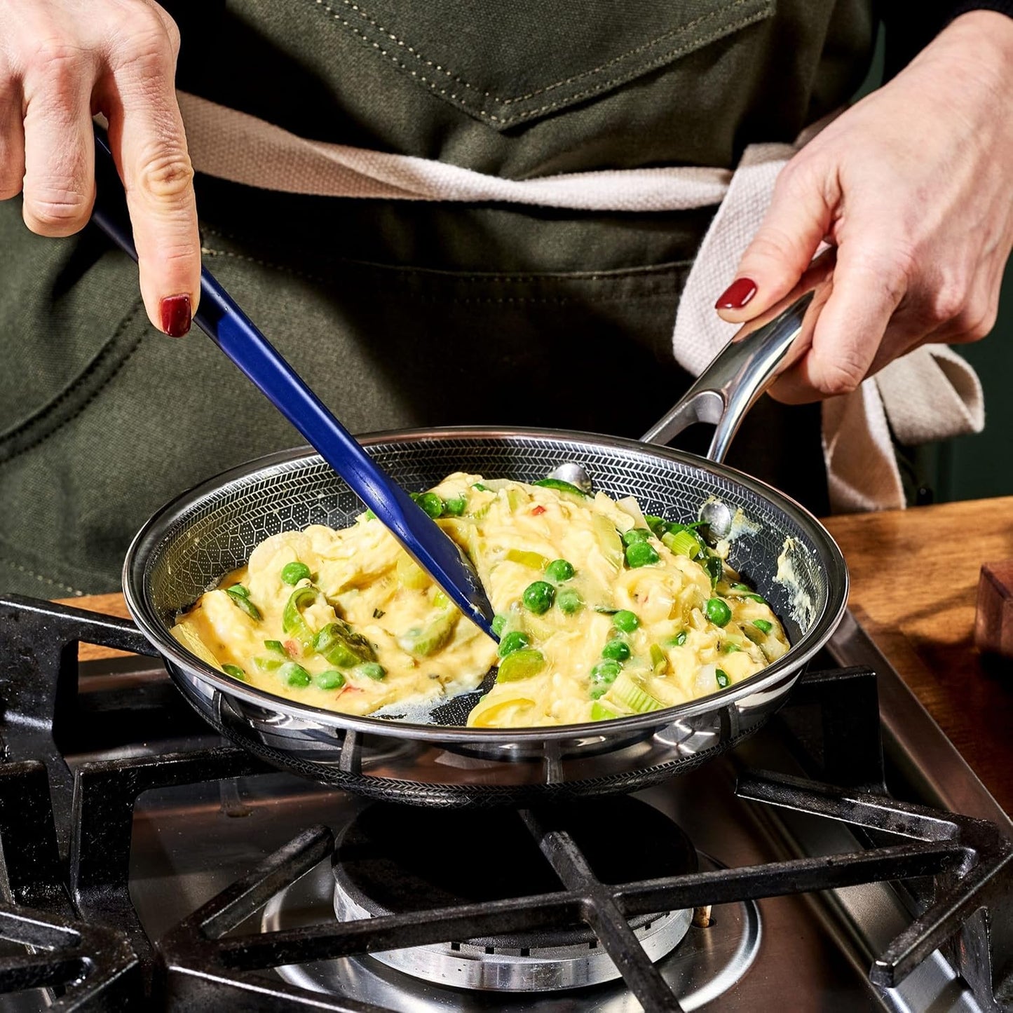 HexClad Hybrid Nonstick 8-Inch Frying Pan, Stay-Cool Handle, Dishwasher-Friendly, Oven-Safe Up to 900°F, Induction Ready, Compatible with All Cooktops