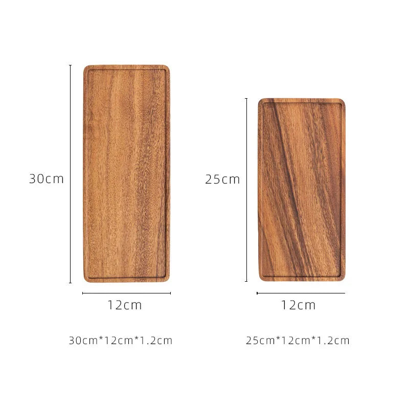 Wooden Vintage Serving Tray Plate Rectangular Teapot Tray Plate Fruit Cake Snack Tea Plate Kitchen Food Storage Dish Home Plate