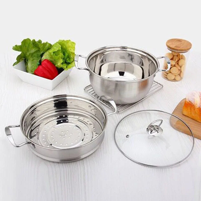 Stainless Steel Pot 1.5L-4L Double Bottom Soup Pot Nonmagnetic Cooking Multi-purpose Cookware Non-stick Pan General Use Hotpot