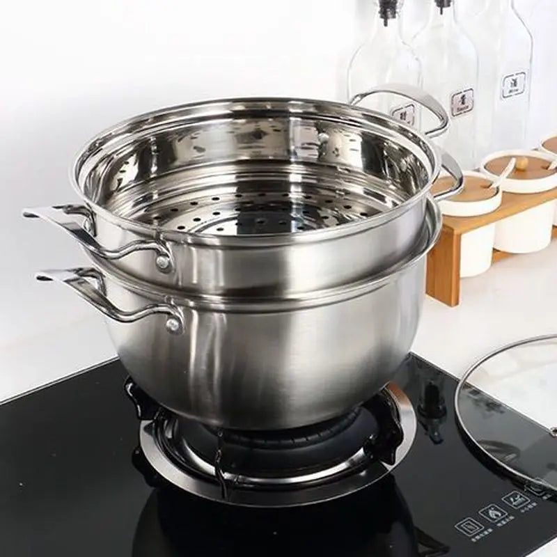 Stainless Steel Pot 1.5L-4L Double Bottom Soup Pot Nonmagnetic Cooking Multi-purpose Cookware Non-stick Pan General Use Hotpot