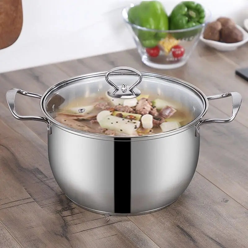 Stainless Steel Pot 1.5L-4L Double Bottom Soup Pot Nonmagnetic Cooking Multi-purpose Cookware Non-stick Pan General Use Hotpot