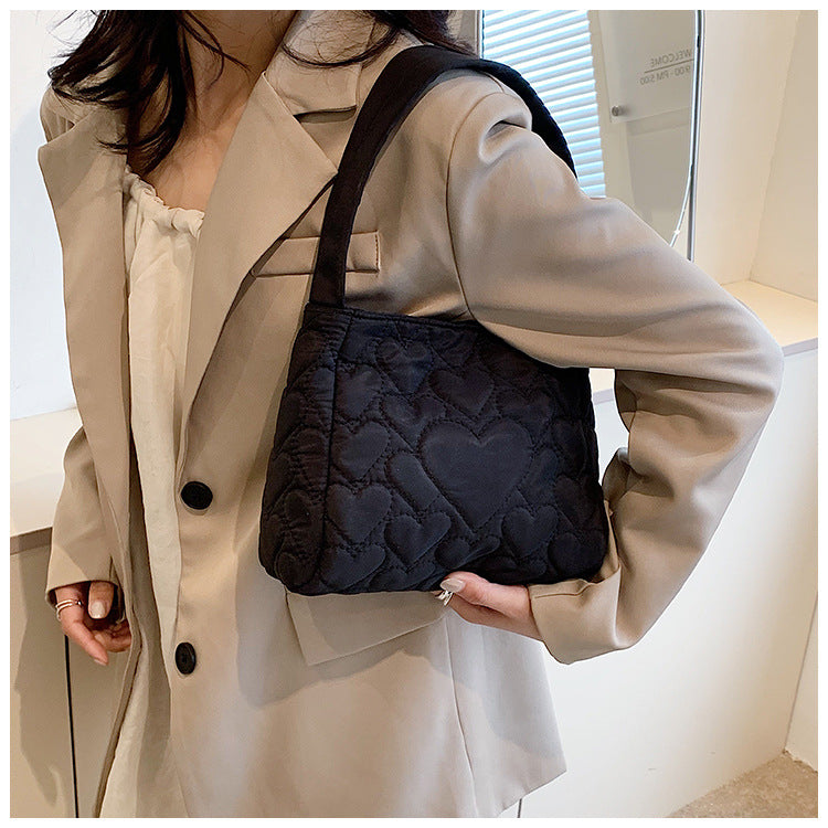 Tote Bags for Women Oxford Luxury Designer Handbags Purse Fashion Heart Winter Small Shoulder Bag Quilted Padded Top Handle Bag