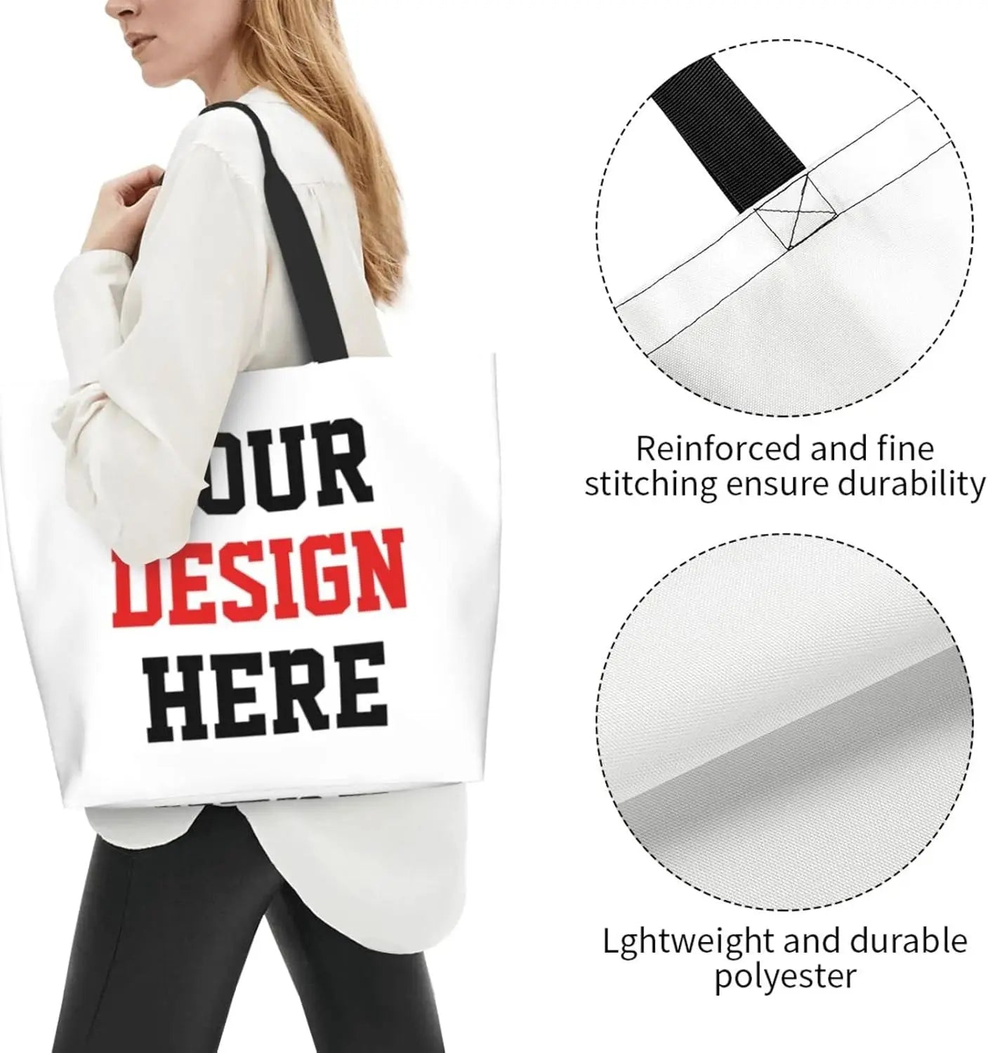 Custom Tote Bags Custom Bags With You Team Logo Text Picture Travel Business Shopping Women Teacher Personalized Shoulder Bag