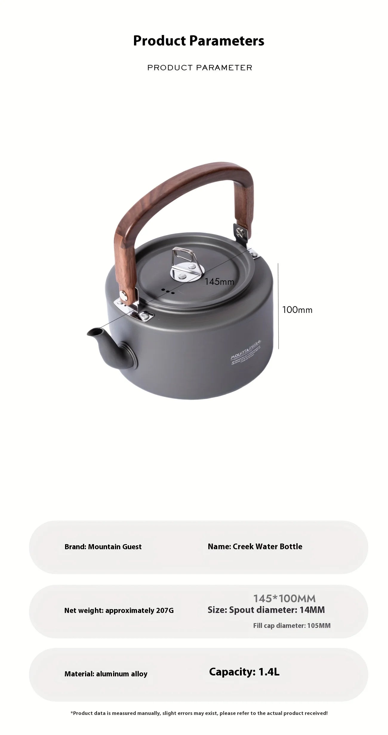 Camping Tea Kettle - Aluminum Alloy Construction, Wooden Handle, Portable Outdoor Kettle for Camping, Hiking, Durable Cookware