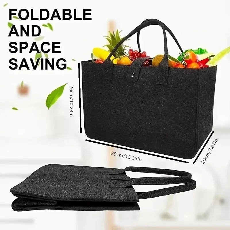Tote Bag Women Shopping Bag Felt Foldable Grocery Basket  Storage Organizer Utility Tote Handbag for Picnic Beach Pool Travel