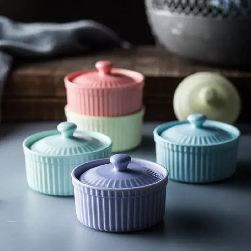New Small Ceramic Cooking Pots with Lid Home Used Steamed Egg Stew Soup Pot Cheap Oven Hotpot Casserole Thermal Cooker