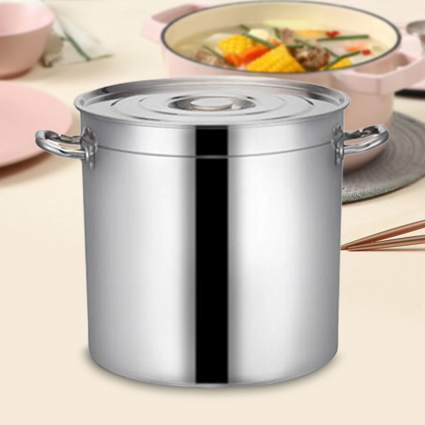 Stainless Steel Stockpot Easy to Clean Cookware Multipurpose Tall Cooking Pot for Hotel Commercial Household