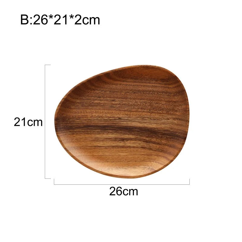 Solid Wood Dinner Plates Irregular Oval Serving Tray Fruit Dishes Dry Fruit Sushi Tea Tray Bread Wooden Plate Home Decoration