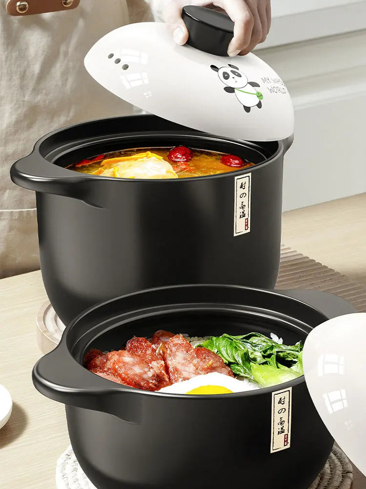2.5L Stew Pot Casserole Ceramic Saucepan High Temperature Resistant Cooking Pan Gas Electric Stove Cooker for Kitchen Crock Pots
