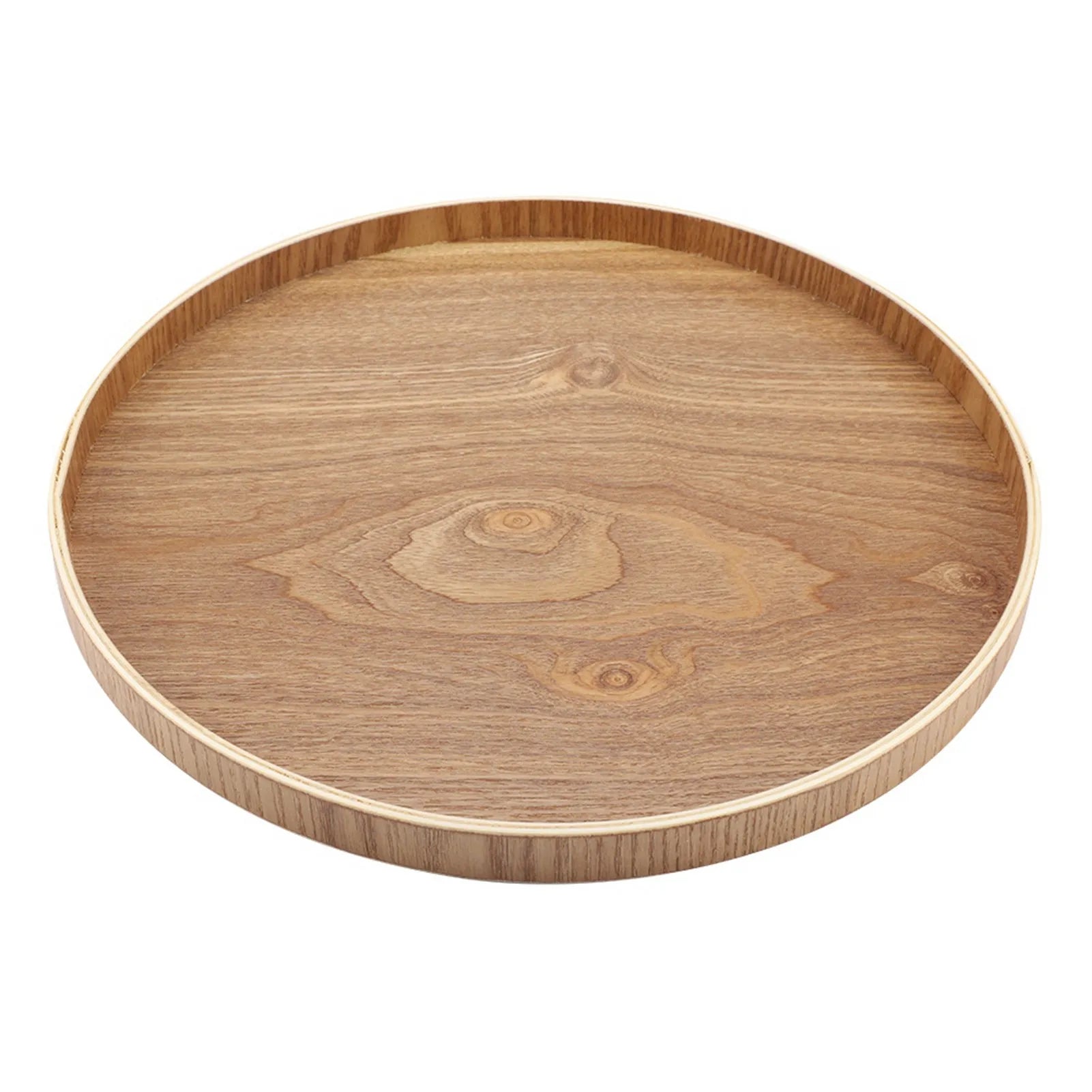 Wooden Serving Tray Tea Plate Fruits Candies Food Tray Home Decoration Round Tableware Salad Dessert Plate Kitchen Accessories