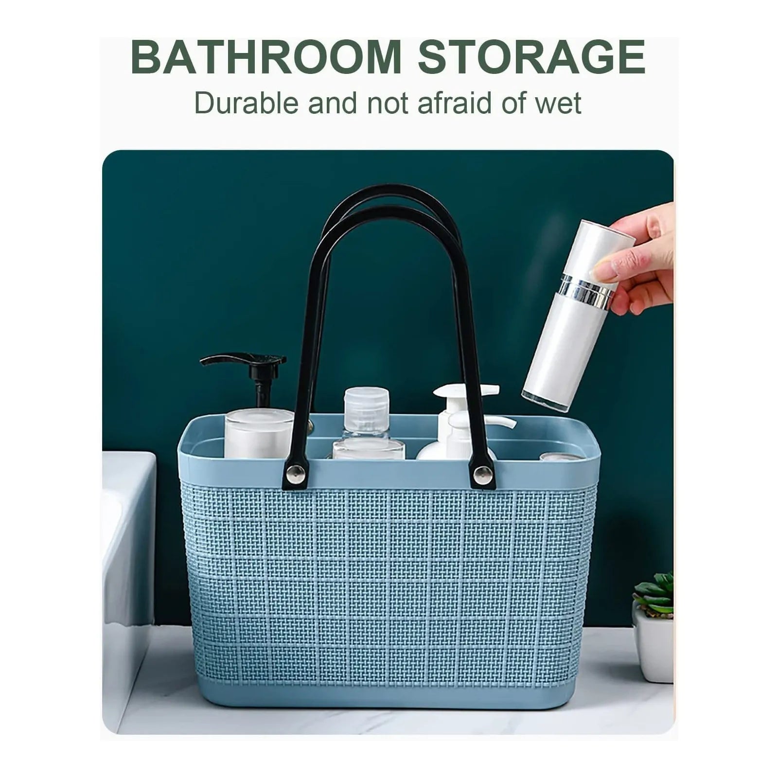 Portable Picnic Tote Shopping Bag Large Capacity  Bag, Large Plastic Utility Basket,Washable Beach Travel Handbag Storage Bags