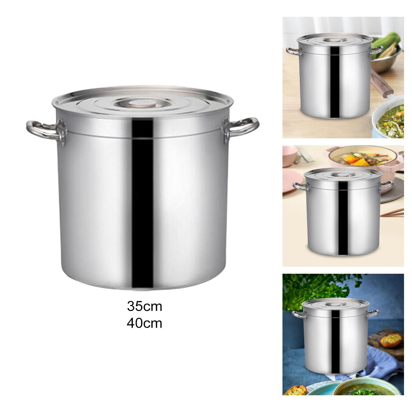 Stainless Steel Stockpot Easy to Clean Cookware Multipurpose Tall Cooking Pot for Hotel Commercial Household