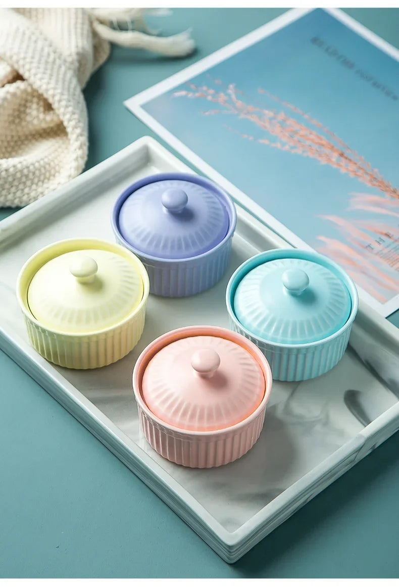 New Small Ceramic Cooking Pots with Lid Home Used Steamed Egg Stew Soup Pot Cheap Oven Hotpot Casserole Thermal Cooker