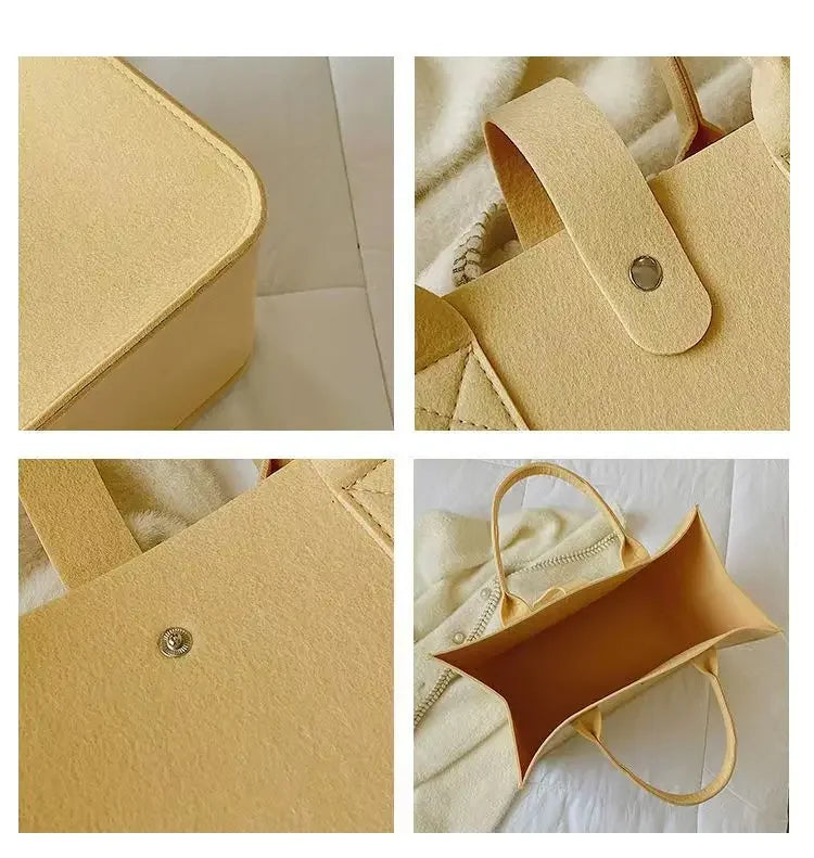 Tote Bag Women Shopping Bag Felt Foldable Grocery Basket  Storage Organizer Utility Tote Handbag for Picnic Beach Pool Travel