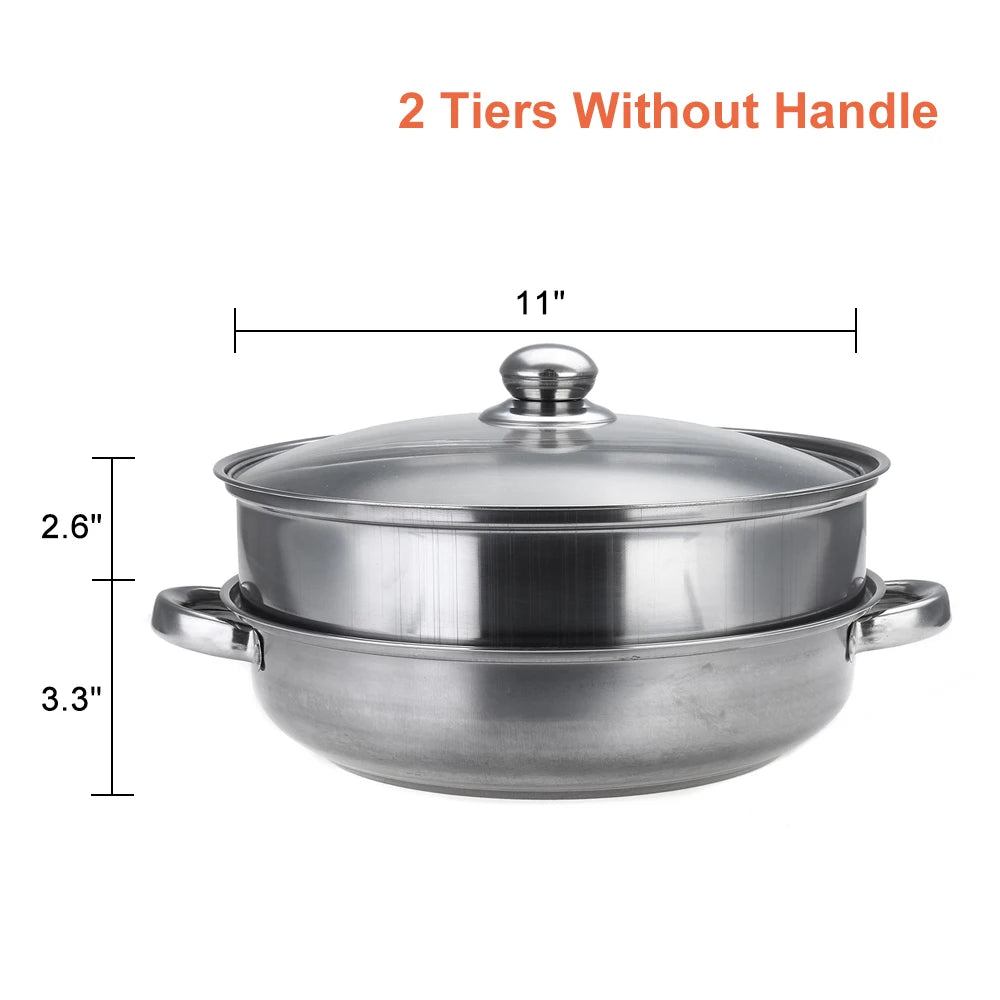 2 Layer Stainless Steel Pots Stockpot Hotpot Induction Steaming Food Steamer Pan Household Cooking Pot Kitchen Steamer Cooker