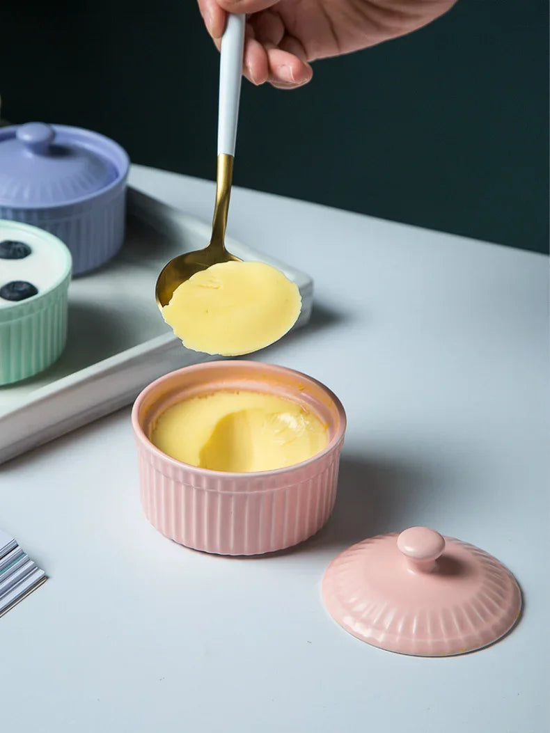 New Small Ceramic Cooking Pots with Lid Home Used Steamed Egg Stew Soup Pot Cheap Oven Hotpot Casserole Thermal Cooker