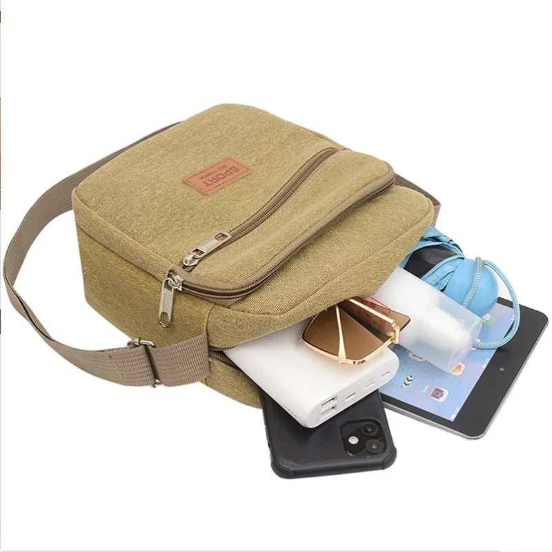 Men's Shoulder Bag Business Leisure Large Capacity Portable Handbag Zipper Multi Layer Waterproof Summer Male's Crossbody Bags