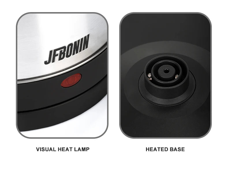 Stainless Steel Electric Kettle 1.8L 220V Silver Black Base Separation Desion Rust-resistant Durable for Home During Travel