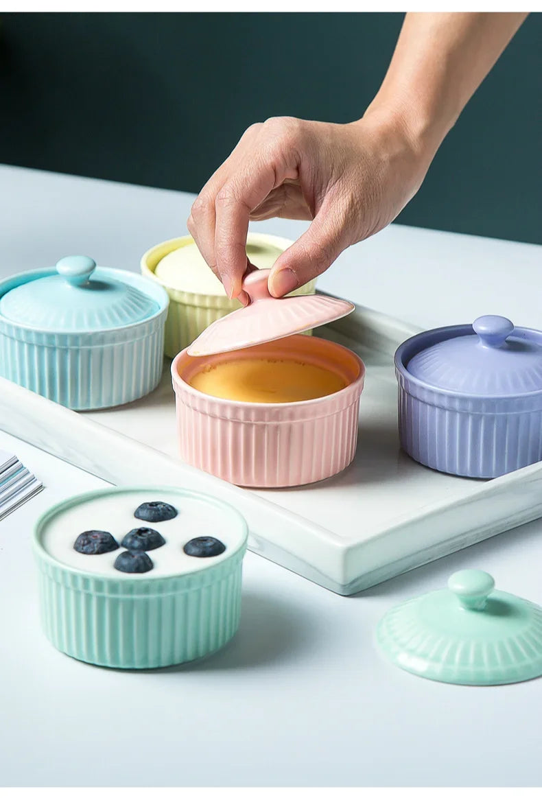 New Small Ceramic Cooking Pots with Lid Home Used Steamed Egg Stew Soup Pot Cheap Oven Hotpot Casserole Thermal Cooker