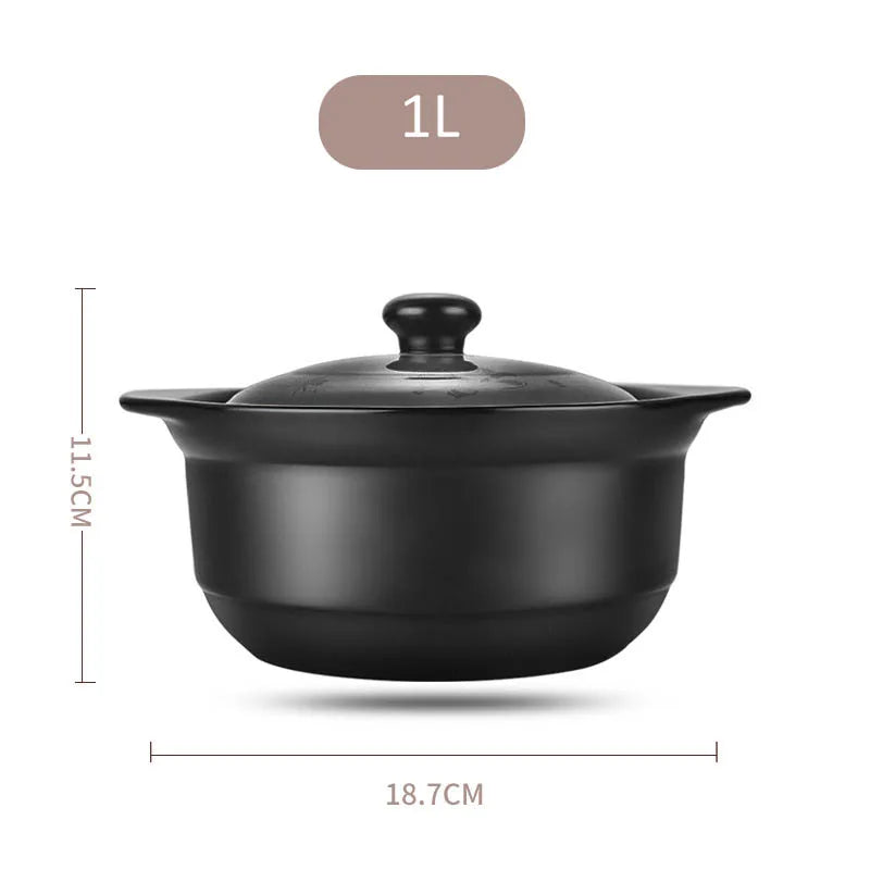 2.5L Stew Pot Casserole Ceramic Saucepan High Temperature Resistant Cooking Pan Gas Electric Stove Cooker for Kitchen Crock Pots