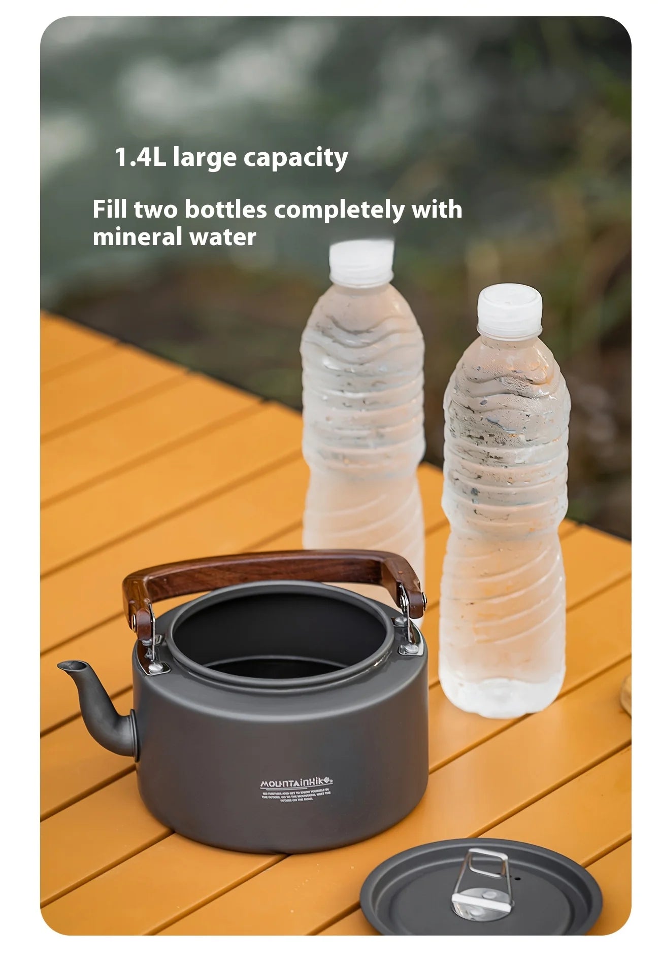 Camping Tea Kettle - Aluminum Alloy Construction, Wooden Handle, Portable Outdoor Kettle for Camping, Hiking, Durable Cookware