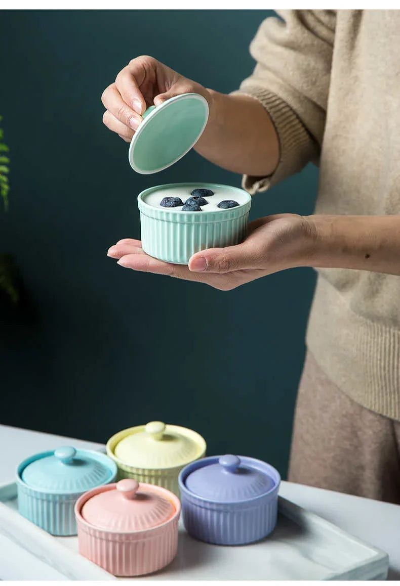 New Small Ceramic Cooking Pots with Lid Home Used Steamed Egg Stew Soup Pot Cheap Oven Hotpot Casserole Thermal Cooker