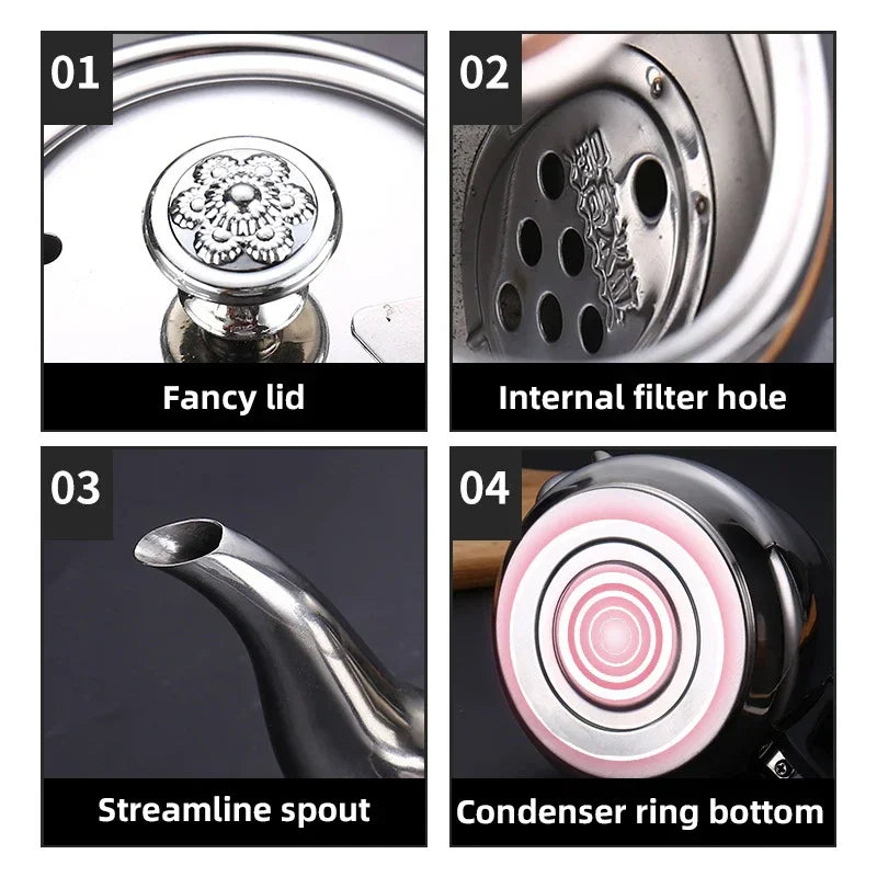 2/1.5/1.2L Stainless Steel Teapot Kettle Tea Water Stove Coffee Pot Home Office Restaurant Kettle Whistling Kettle Teakettle