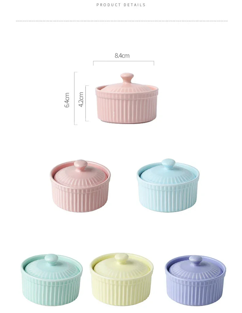 New Small Ceramic Cooking Pots with Lid Home Used Steamed Egg Stew Soup Pot Cheap Oven Hotpot Casserole Thermal Cooker