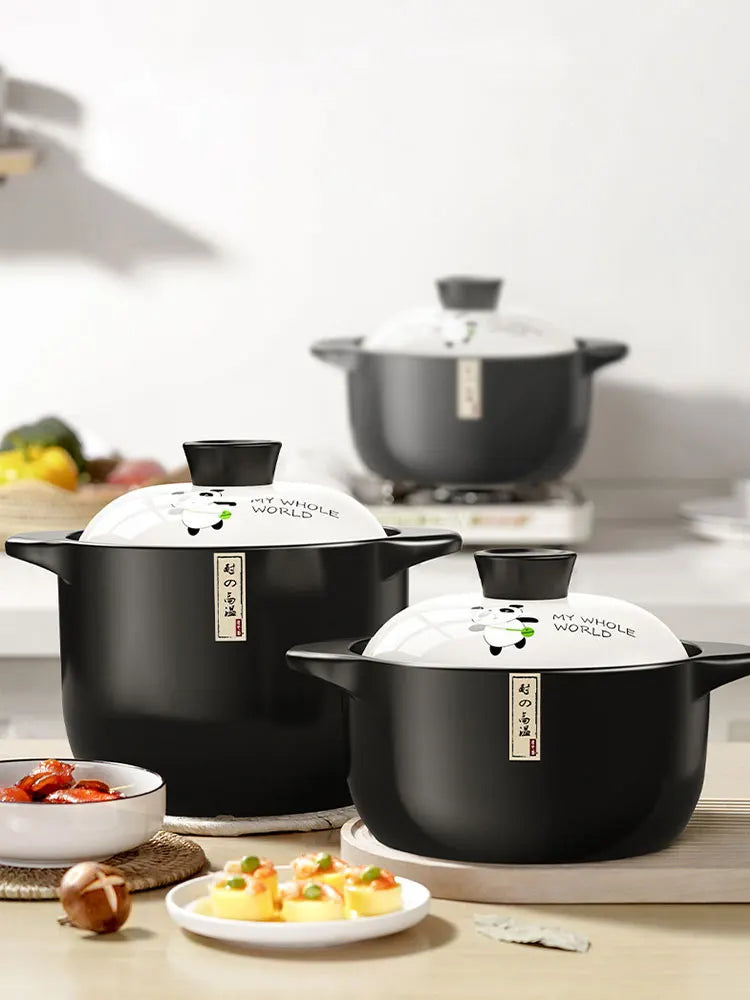 2.5L Stew Pot Casserole Ceramic Saucepan High Temperature Resistant Cooking Pan Gas Electric Stove Cooker for Kitchen Crock Pots
