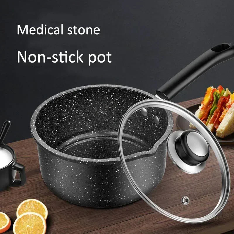 Soup Pot Thermal Cooker Non-stick Cookware for Kitchen Milk Noodles Pots Coating Saucepan with Cover Single Handle Pan Home