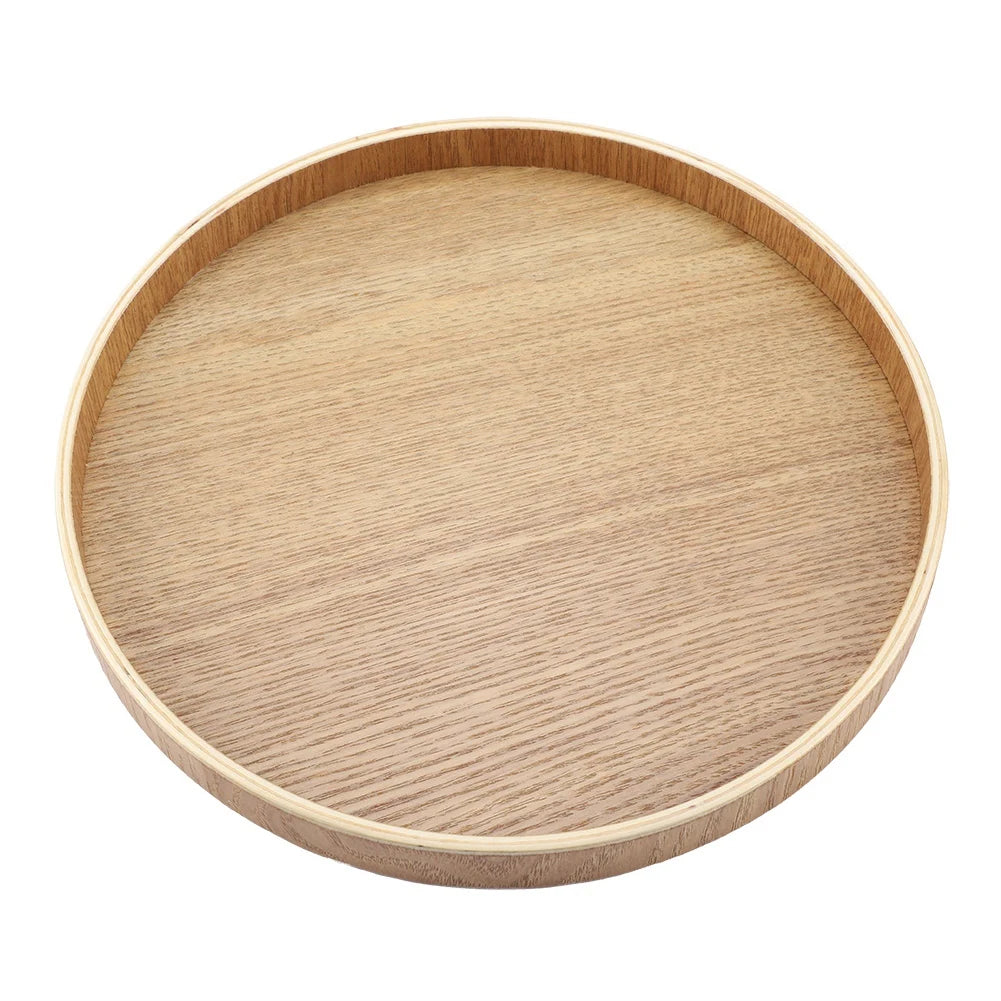 Wooden Serving Tray Tea Plate Fruits Candies Food Tray Home Decoration Round Tableware Salad Dessert Plate Kitchen Accessories