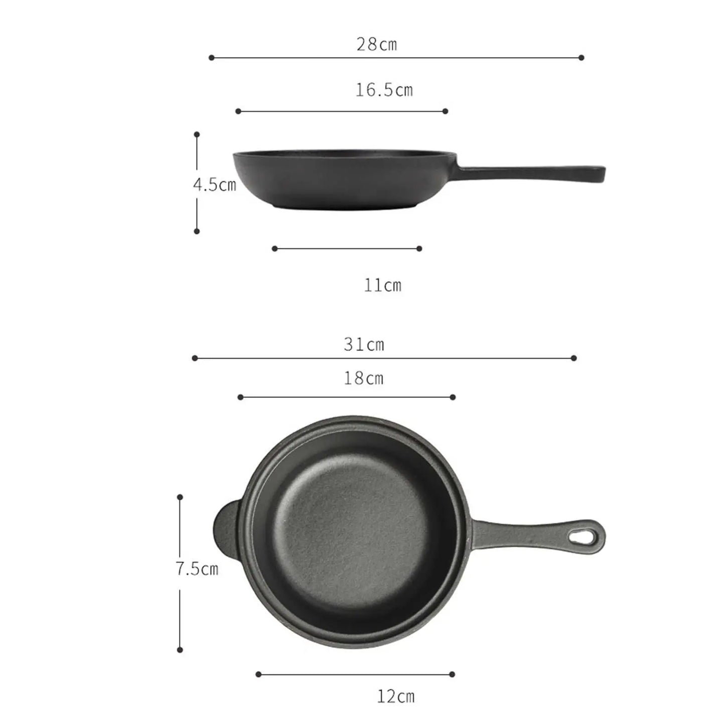 Cast Iron Skillet Pan Set with Skillet Lid BBQ BBQ Steak Pot Grill Cooking Pot Stewpot Frying Pan for Outdoor Indoor Home