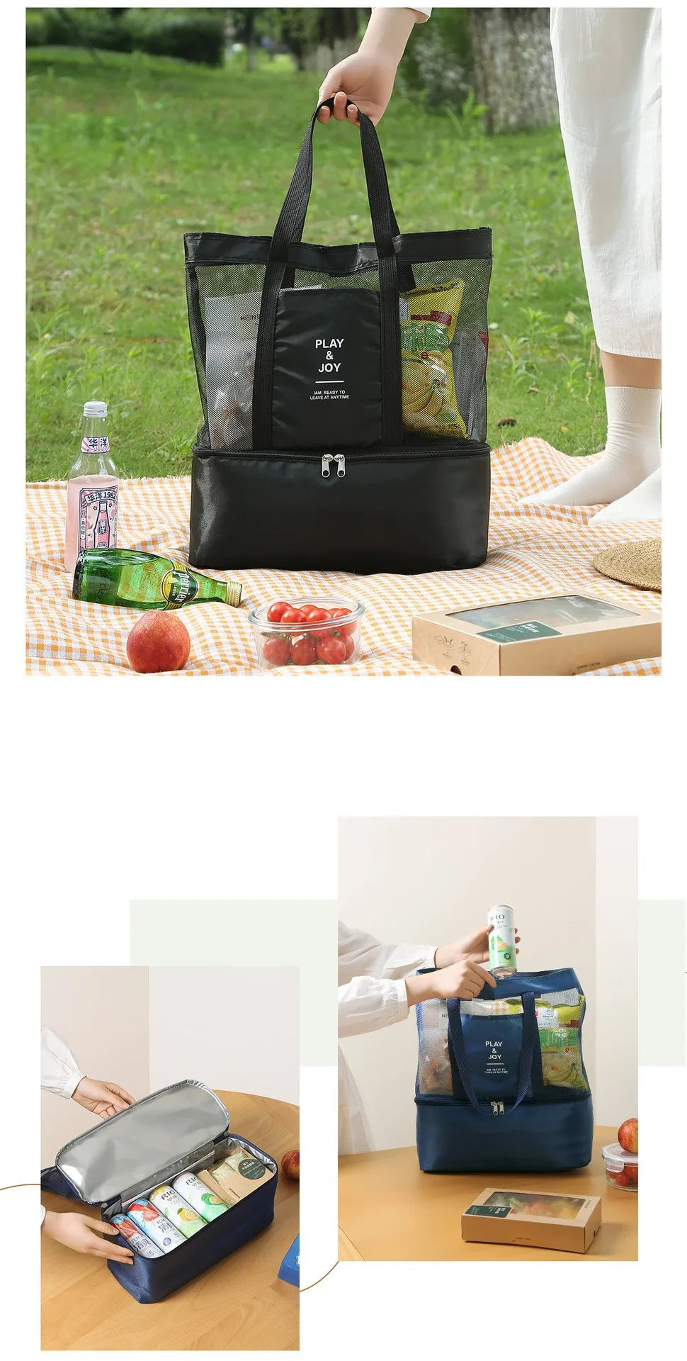 Tote Waterproof Bento Bag Swimming Bag Travel Storage Beach Bags Insulated Double Layer Picnic Ice Bags