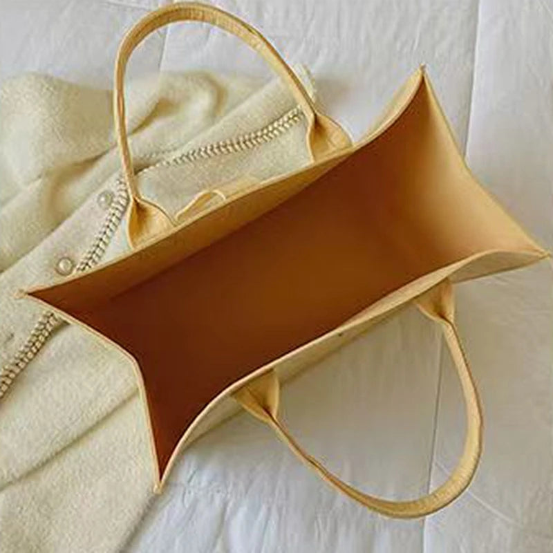 Tote Bag Women Shopping Bag Felt Foldable Grocery Basket  Storage Organizer Utility Tote Handbag for Picnic Beach Pool Travel