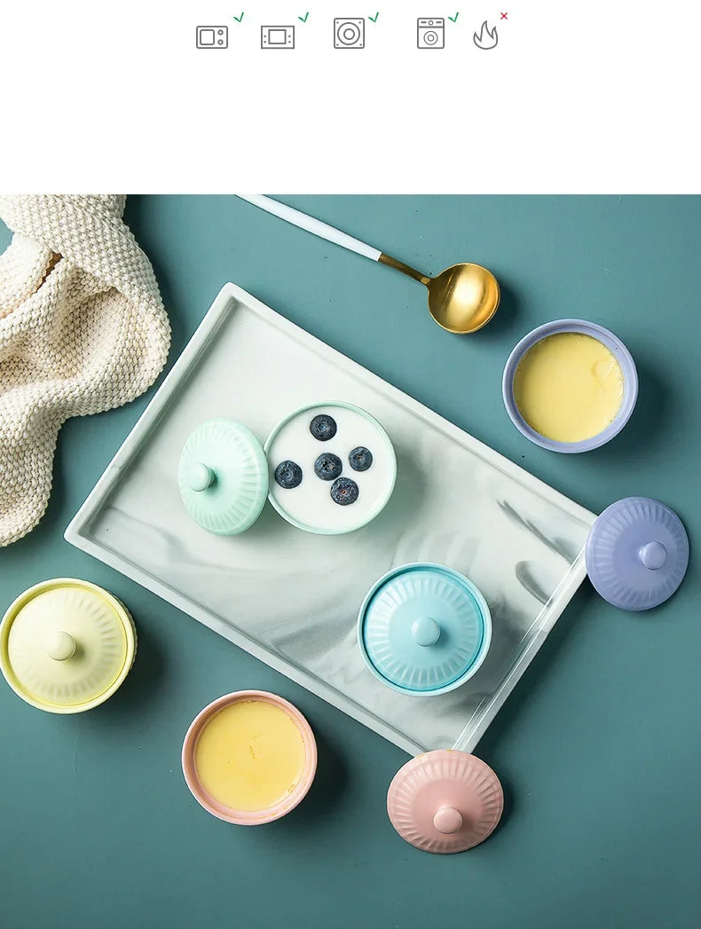 New Small Ceramic Cooking Pots with Lid Home Used Steamed Egg Stew Soup Pot Cheap Oven Hotpot Casserole Thermal Cooker