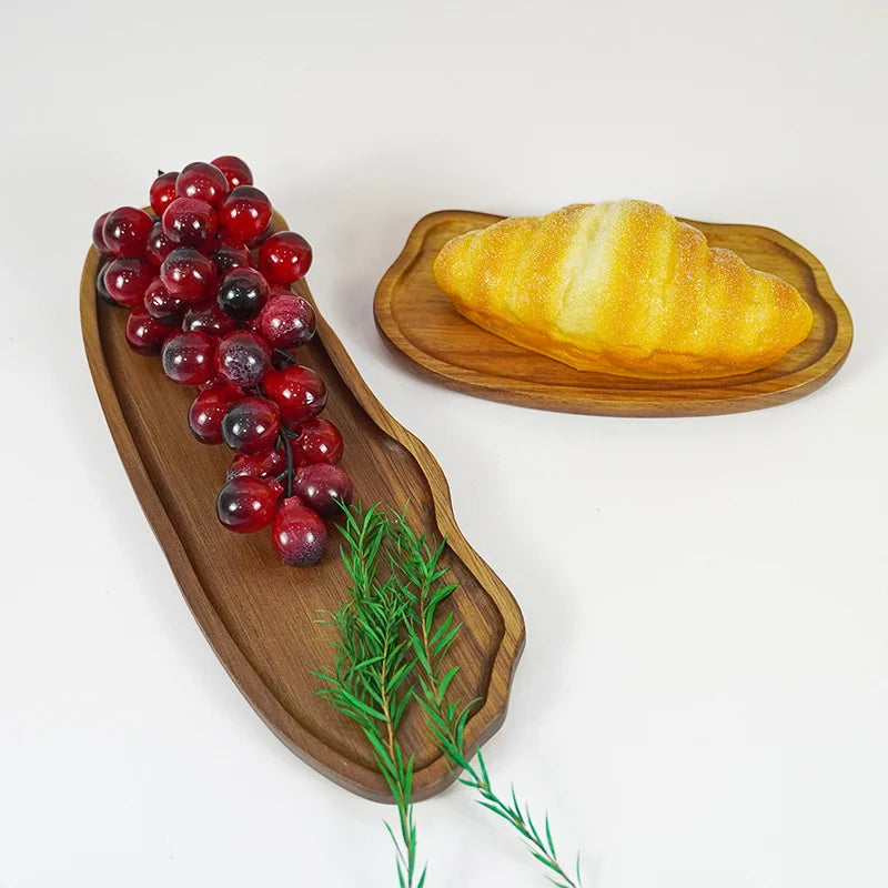 Wooden Tea Coffee Tray Fruit Dessert Candy Plate Japanese Style Bread Snack Food Dish Tray Decorative Tableware for Home Kitchen