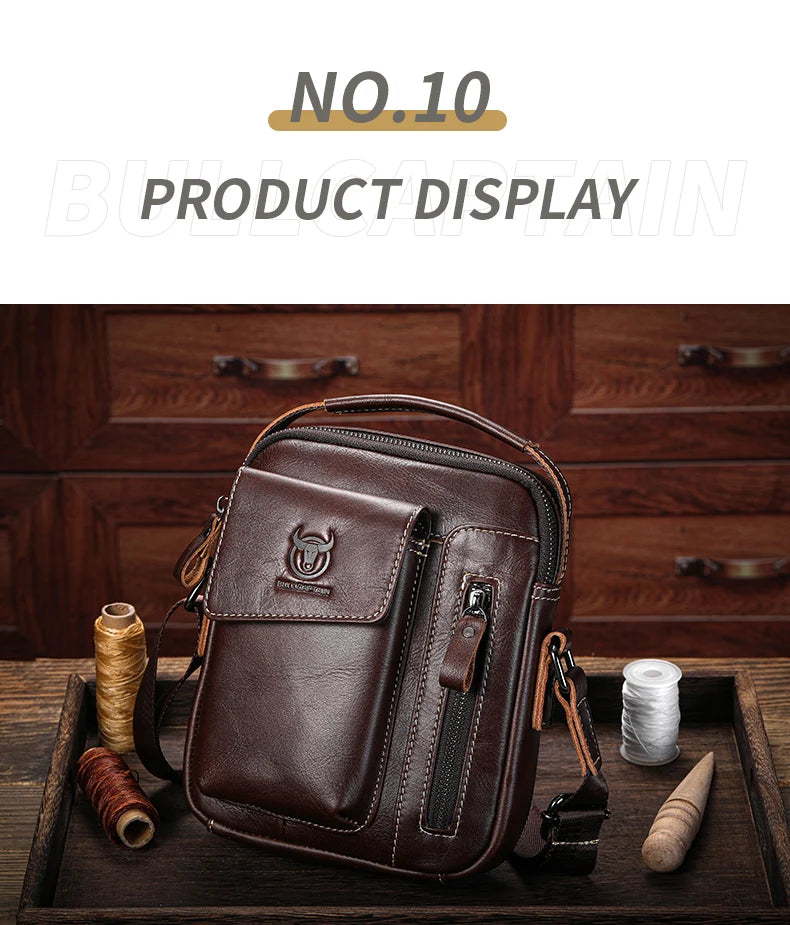 Casual Fashion Men's Messenger Bag's Business Portable Handbag Man Leather Shoulder Bag Mobile 6.5'' Phone Bags