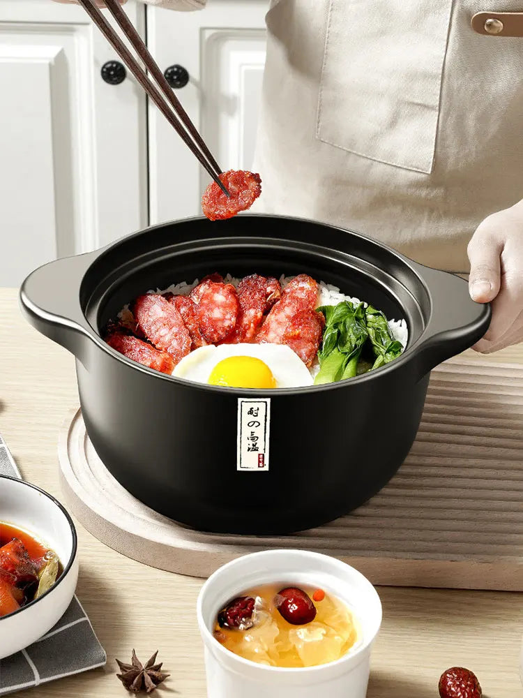 2.5L Stew Pot Casserole Ceramic Saucepan High Temperature Resistant Cooking Pan Gas Electric Stove Cooker for Kitchen Crock Pots