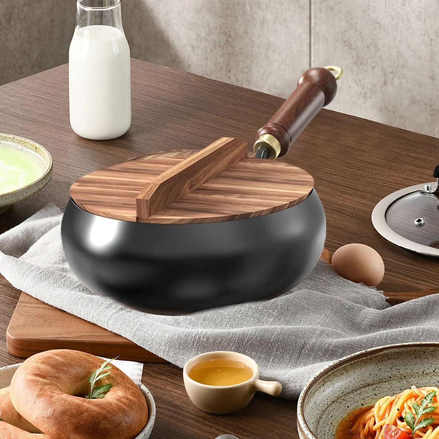 new Cast Iron Skillet Non Coated Camping Cooker Soup Pot Outdoor Cooking Pan Stew Stock Pots Kitchen Dining Bar Household Iron