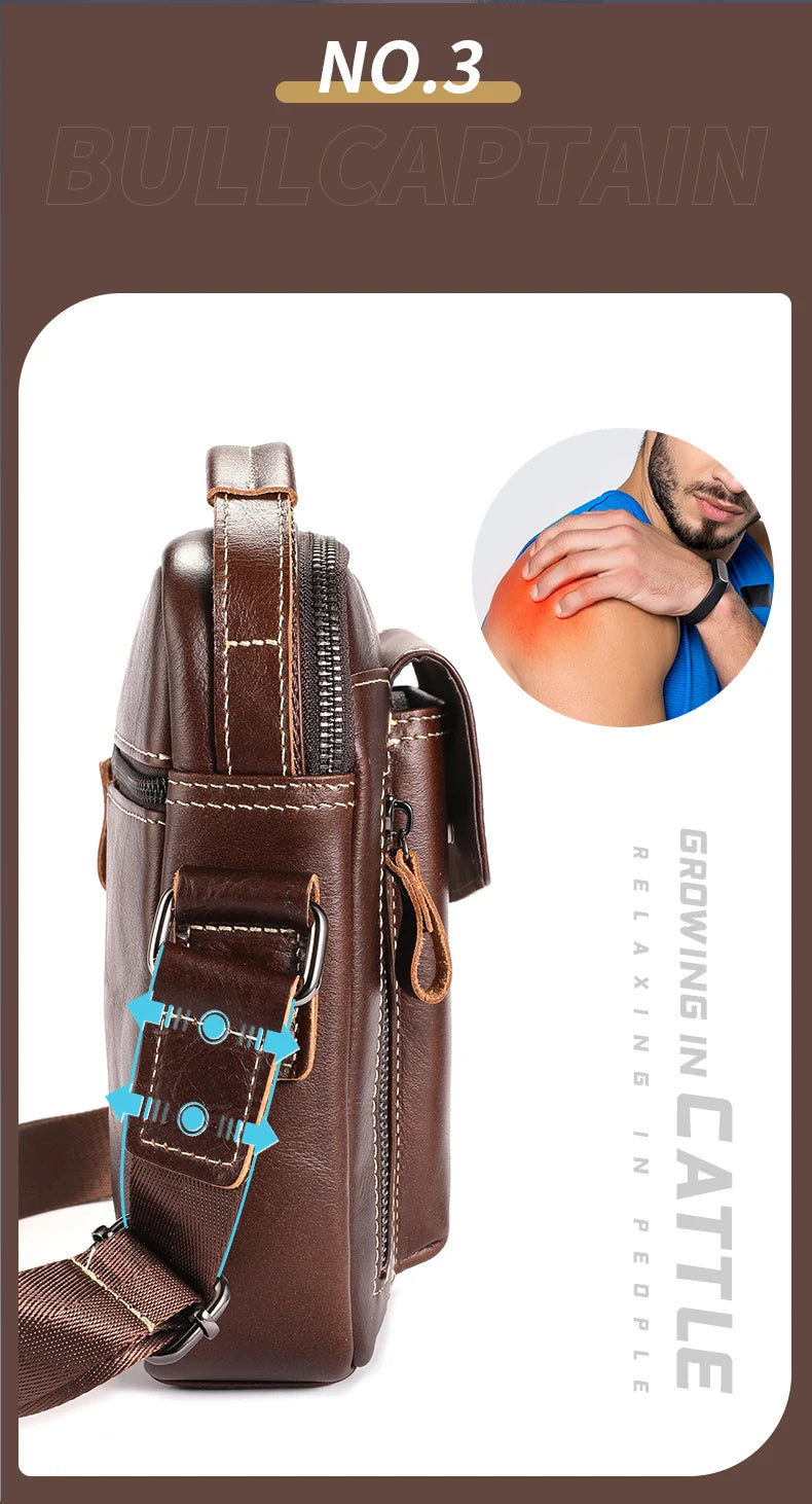 Casual Fashion Men's Messenger Bag's Business Portable Handbag Man Leather Shoulder Bag Mobile 6.5'' Phone Bags